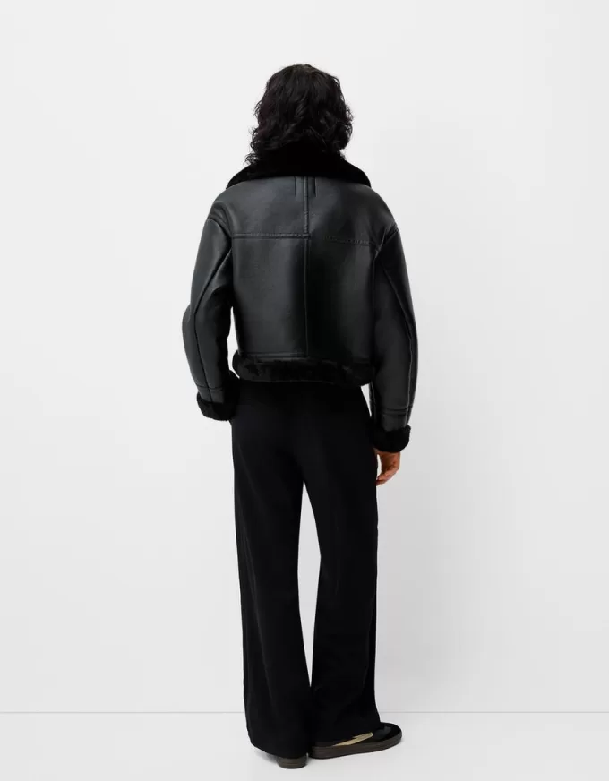 Giubbotto biker in montone sintetico