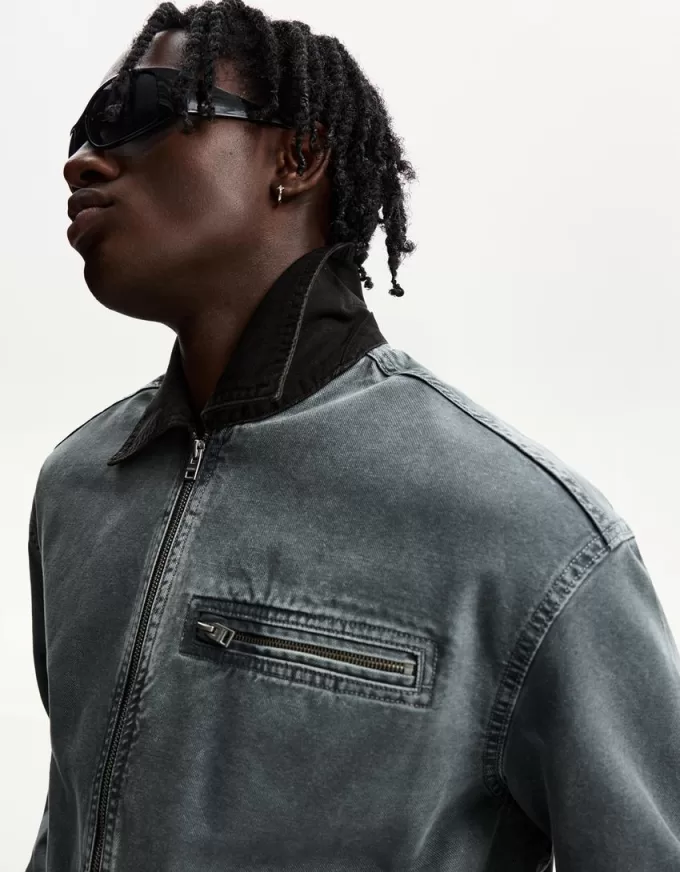 Giubbotto con colletto a contrasto