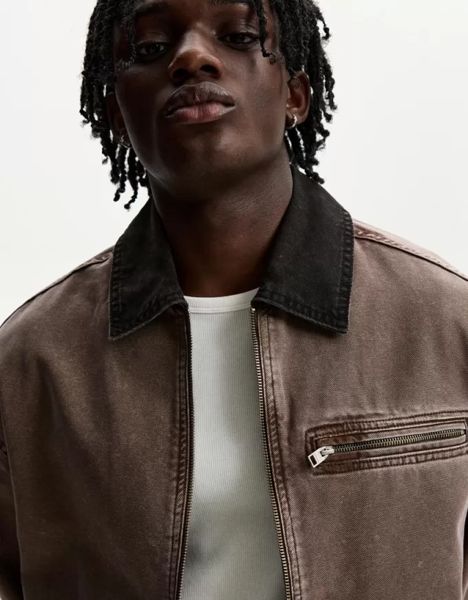 Giubbotto con colletto a contrasto