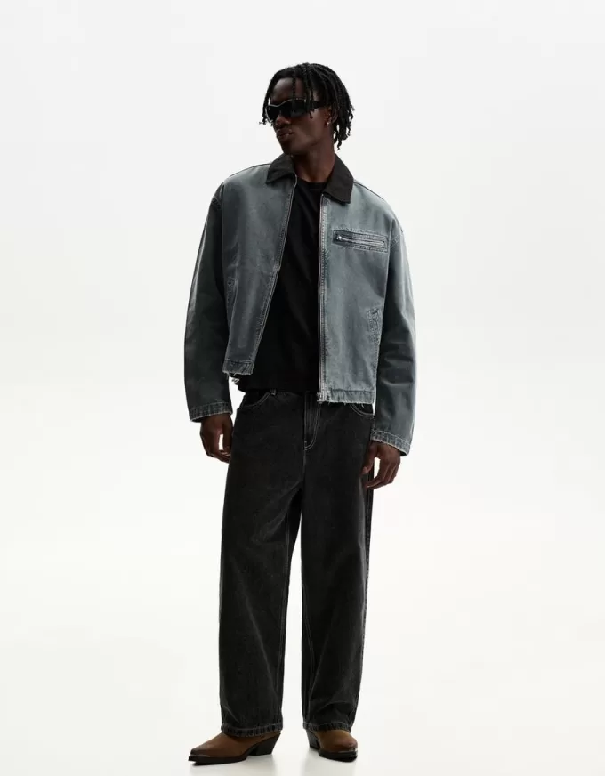 Giubbotto con colletto a contrasto