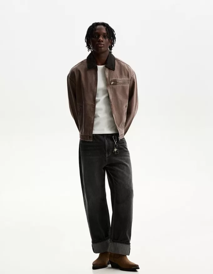 Giubbotto con colletto a contrasto