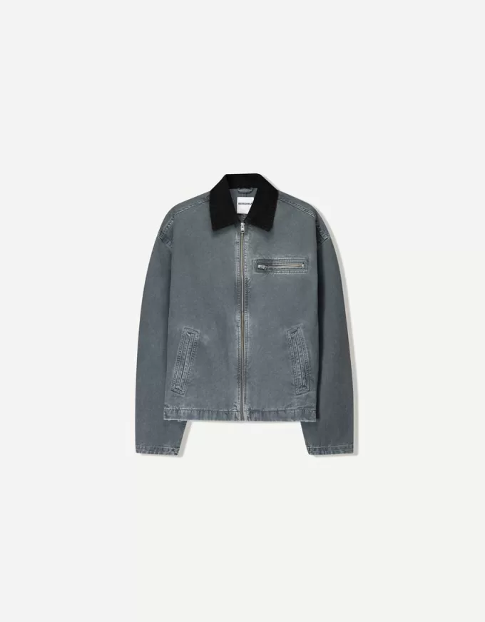 Giubbotto con colletto a contrasto