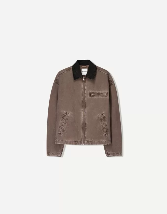 Giubbotto con colletto a contrasto