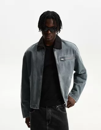 Giubbotto con colletto a contrasto