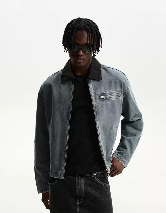 Giubbotto con colletto a contrasto