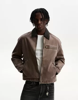 Giubbotto con colletto a contrasto Giubbotto con colletto a contrasto