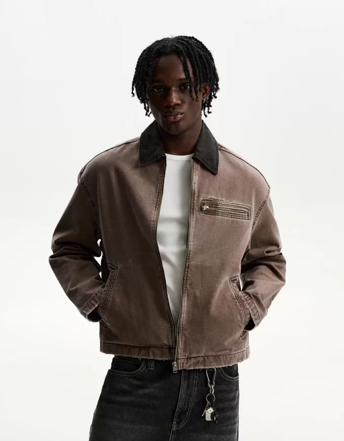 Giubbotto con colletto a contrasto