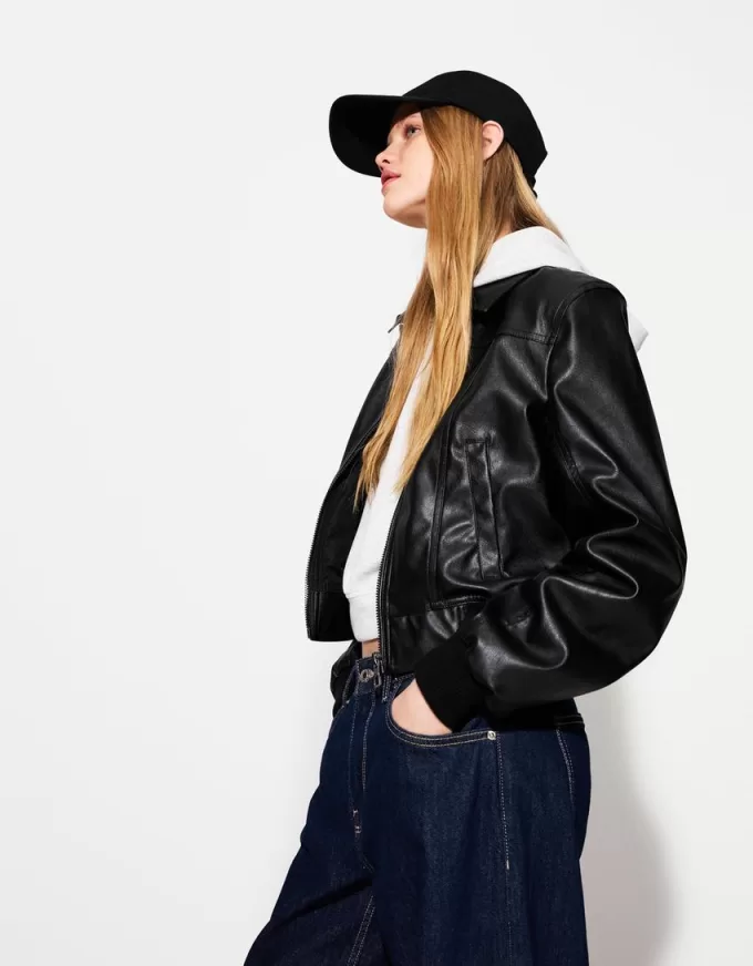 Giubbotto effetto pelle a coste