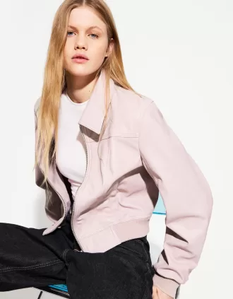 Giubbotto effetto pelle a coste