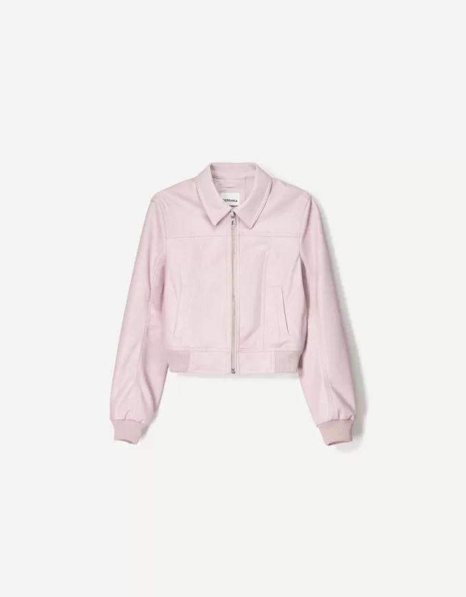 Giubbotto effetto pelle a coste