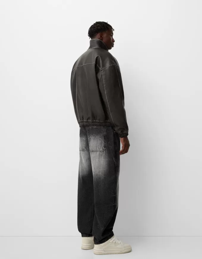 Giubbotto effetto pelle delavè