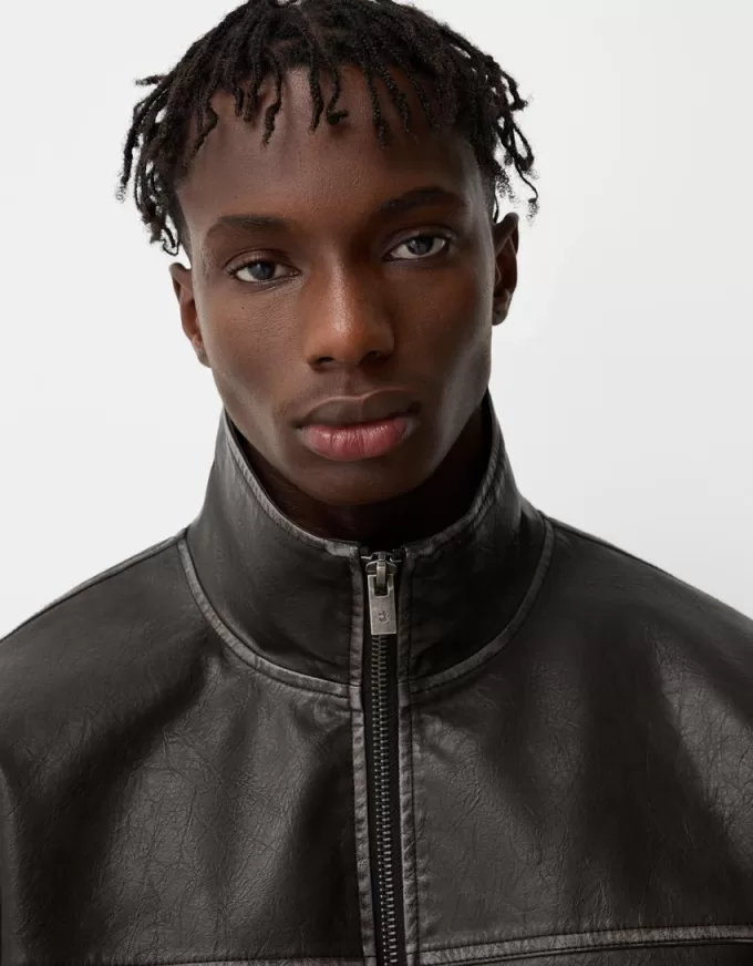 Giubbotto effetto pelle delavè