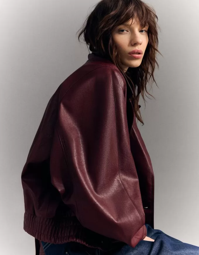 Giubbotto effetto pelle incrociato