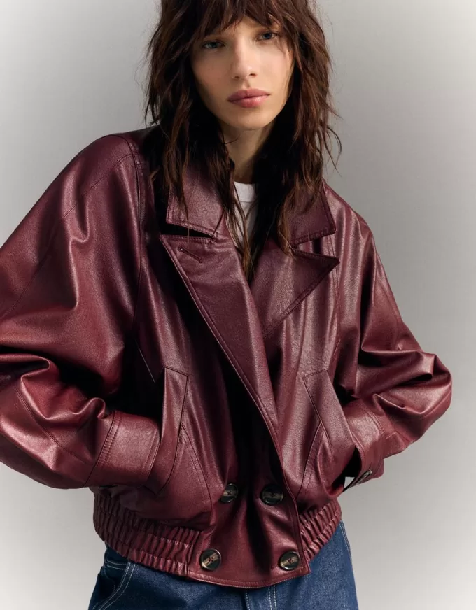 Giubbotto effetto pelle incrociato