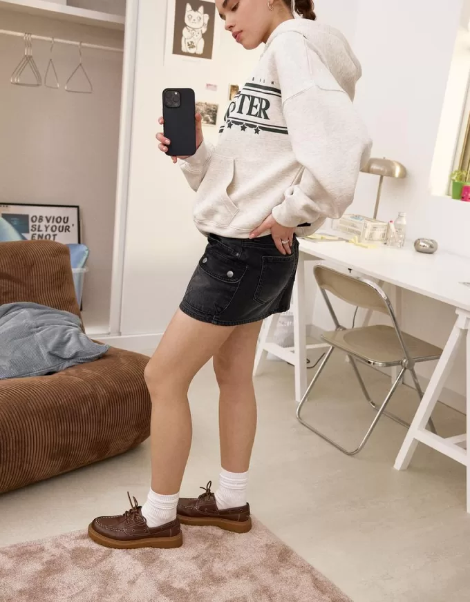 Gonna cargo in denim con spalline