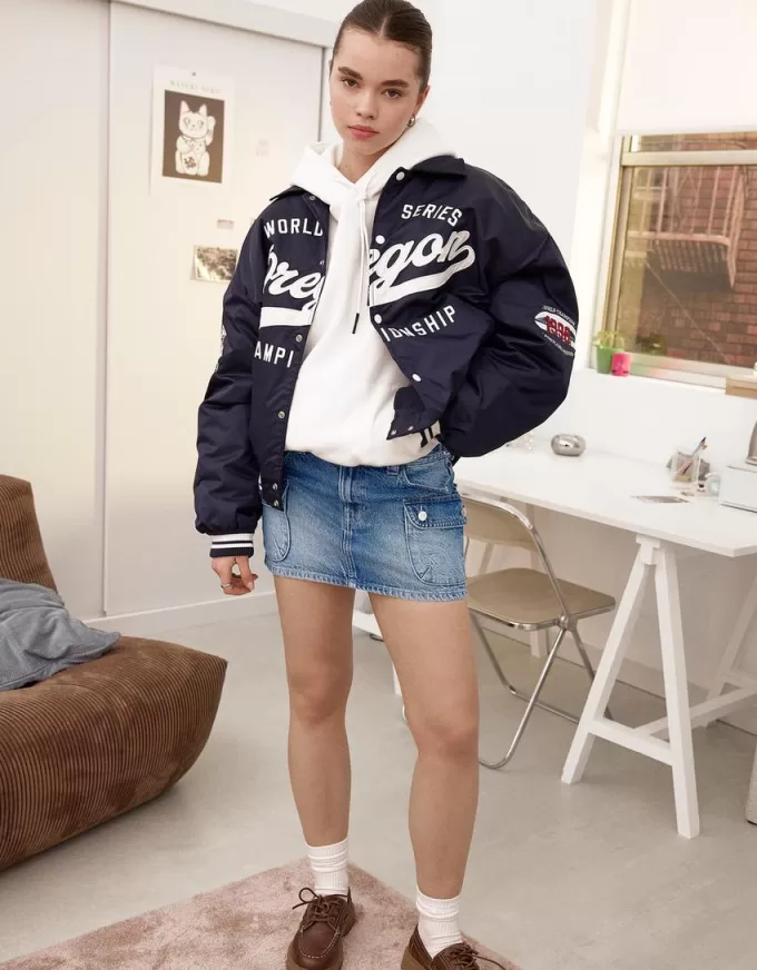 Gonna cargo in denim con spalline