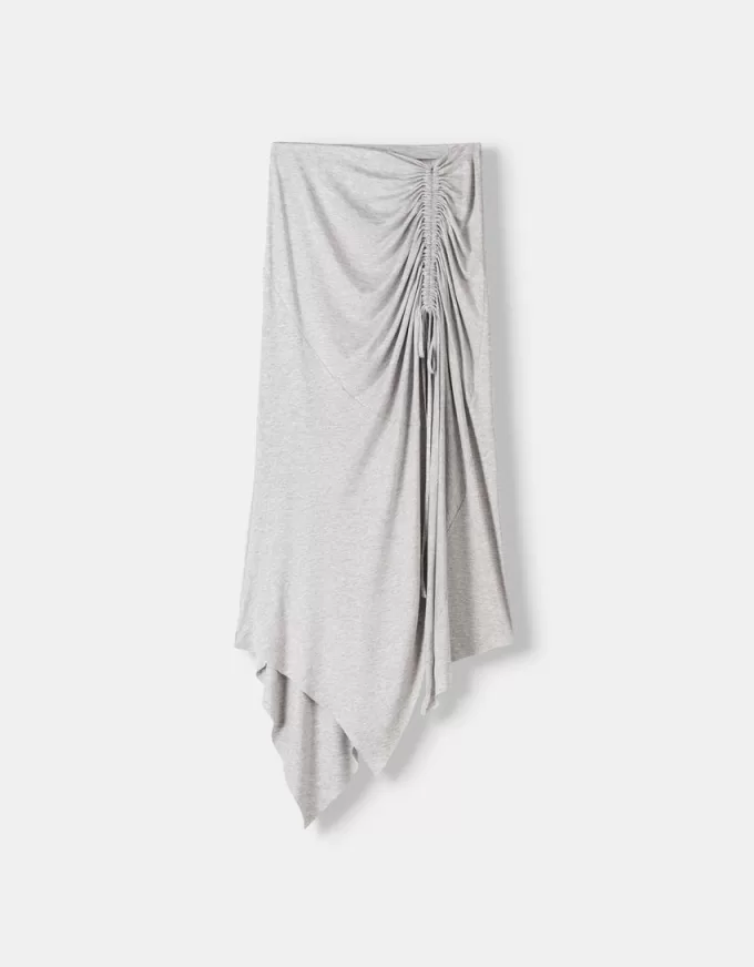 Gonna midi asimmetrica con volant