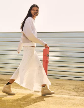 Gonna midi bordata in pizzo