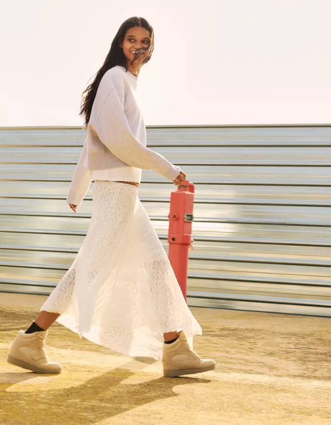 Gonna midi bordata in pizzo