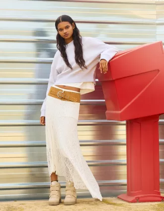 Gonna midi bordata in pizzo