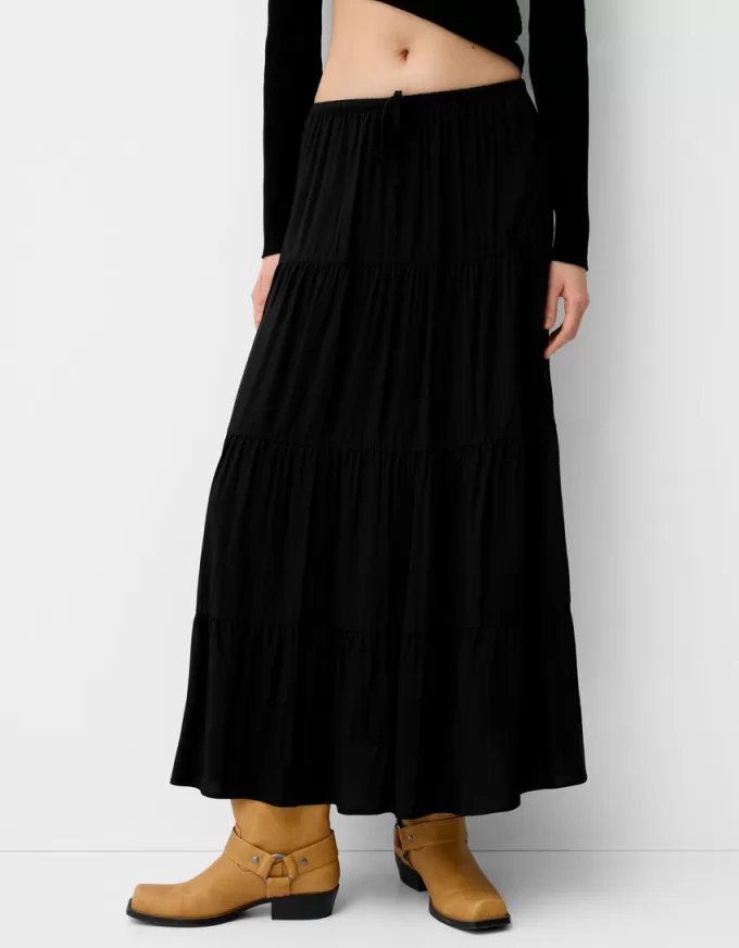 Gonna midi con elastico in vita