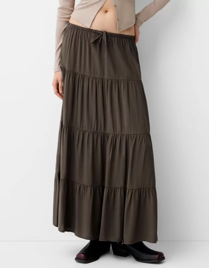 Gonna midi con elastico in vita