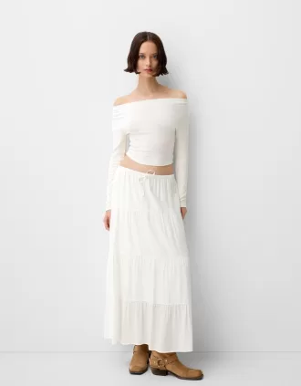 Gonna midi con elastico in vita