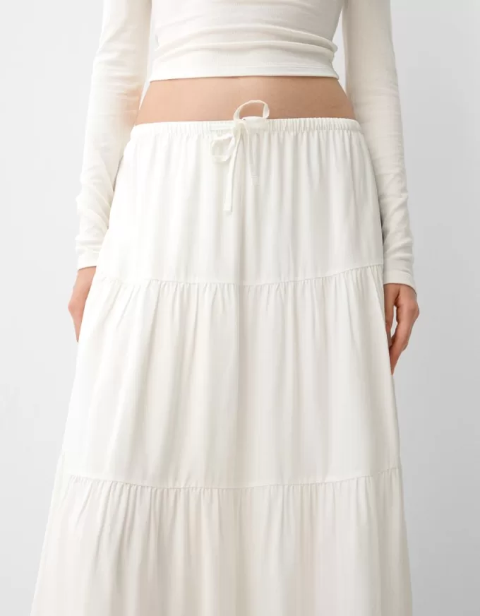 Gonna midi con elastico in vita