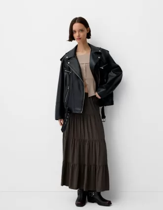 Gonna midi con elastico in vita