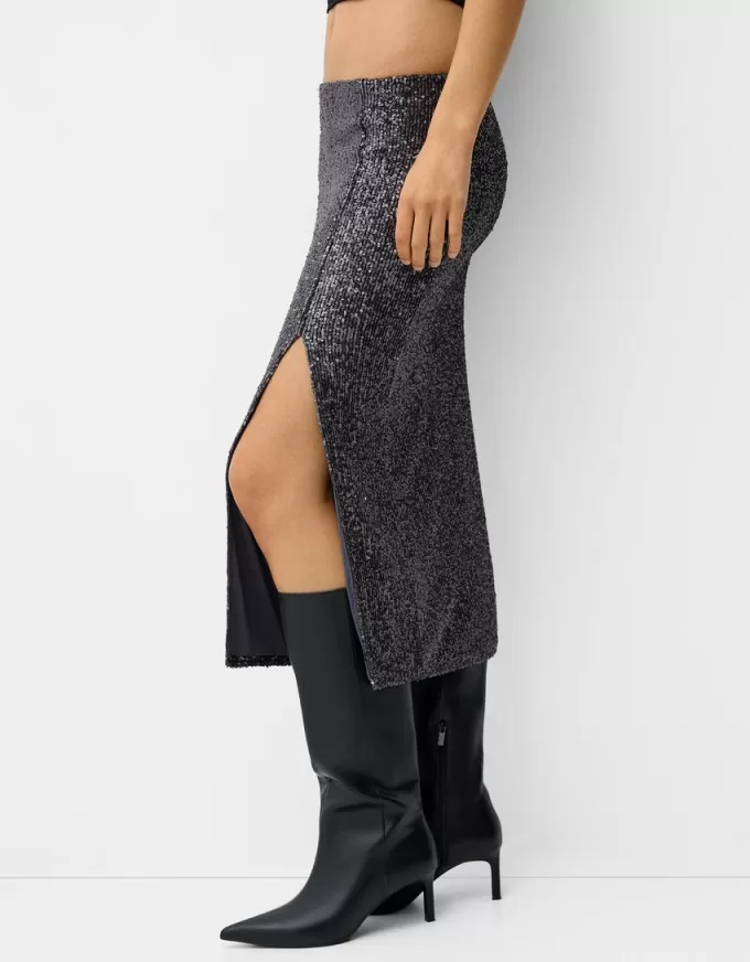 Gonna midi con paillettes