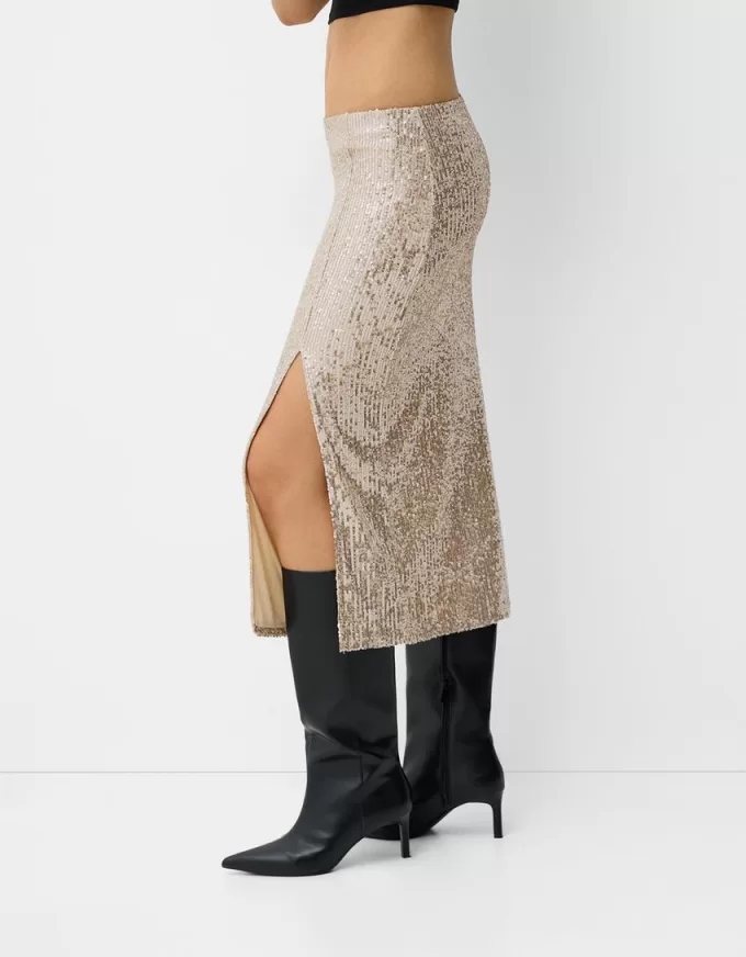 Gonna midi con paillettes