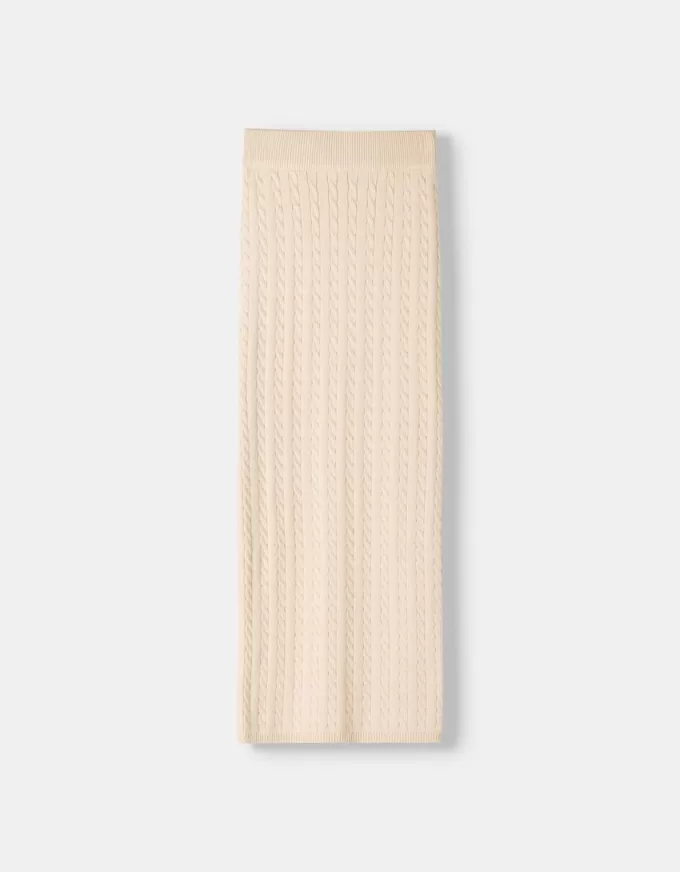 Gonna midi in maglia a trecce