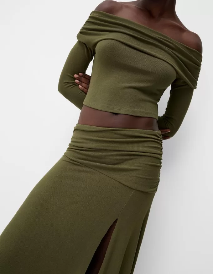 Gonna midi in maglia grossa