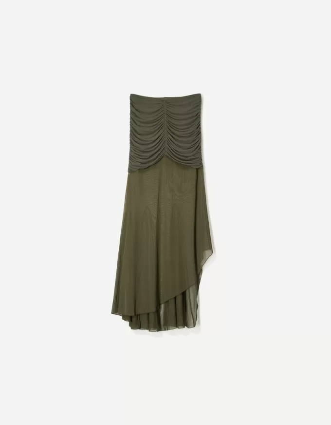 Gonna midi in tulle arricciato SERIE BERSHKA