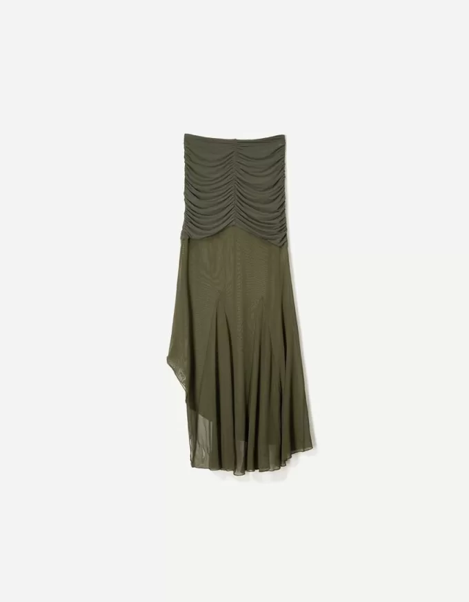 Gonna midi in tulle arricciato SERIE BERSHKA