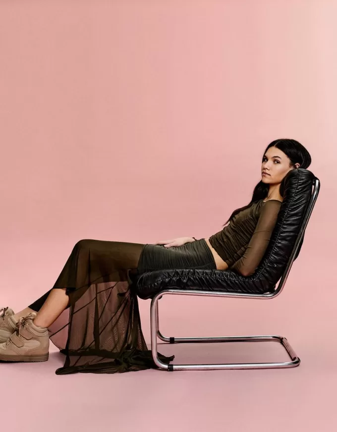 Gonna midi in tulle arricciato SERIE BERSHKA