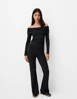 Gonna pantalone svasata a coste