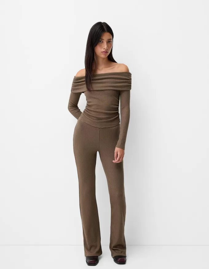 Gonna pantalone svasata a coste