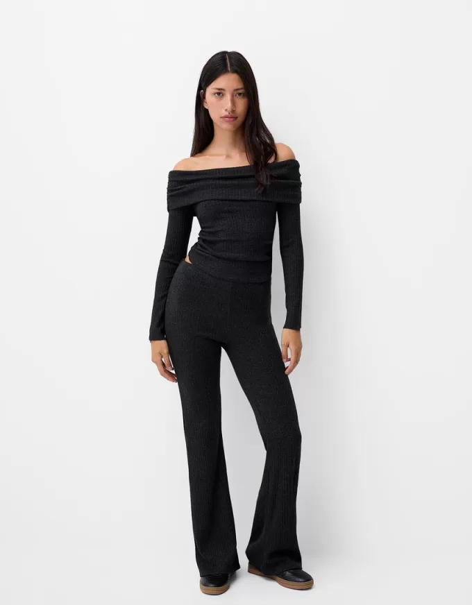 Gonna pantalone svasata a coste