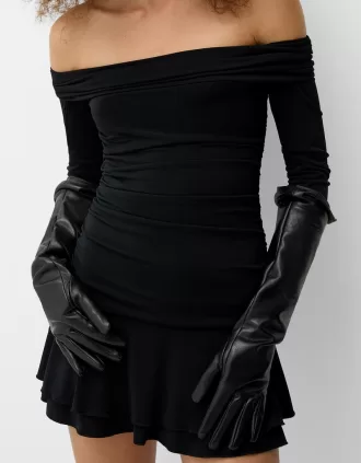 Guanti lunghi effetto pelle