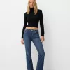 Jeans bootcut a vita bassa con ricami