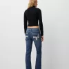 Jeans bootcut a vita bassa con ricami