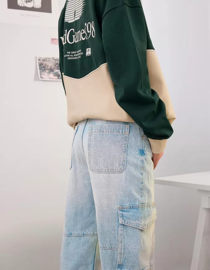 Jeans cargo a gamba dritta