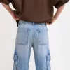 Jeans cargo a gamba dritta