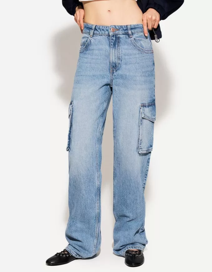 Jeans cargo a gamba dritta