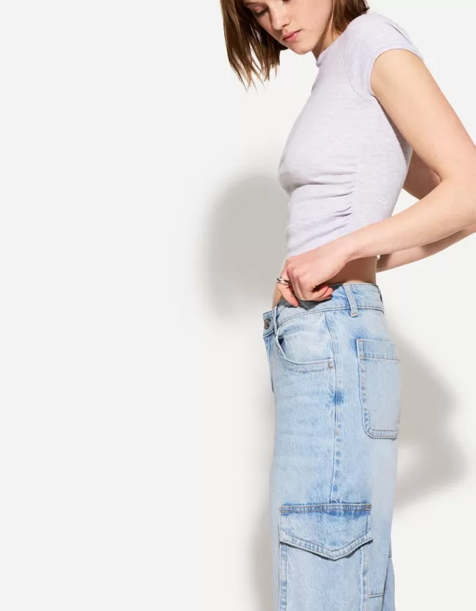 Jeans cargo a gamba dritta