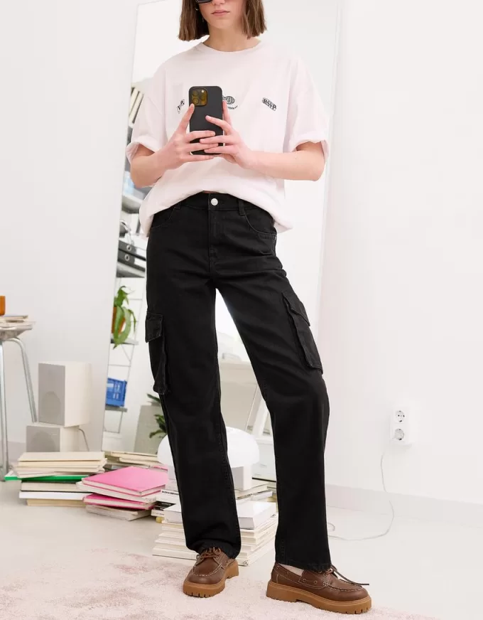 Jeans cargo a gamba dritta