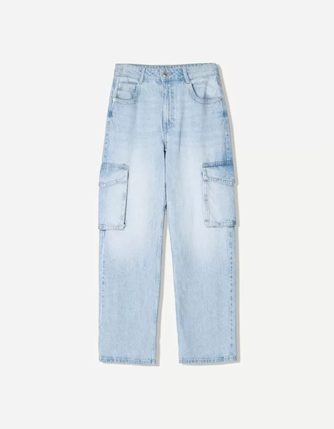 Jeans cargo a gamba dritta