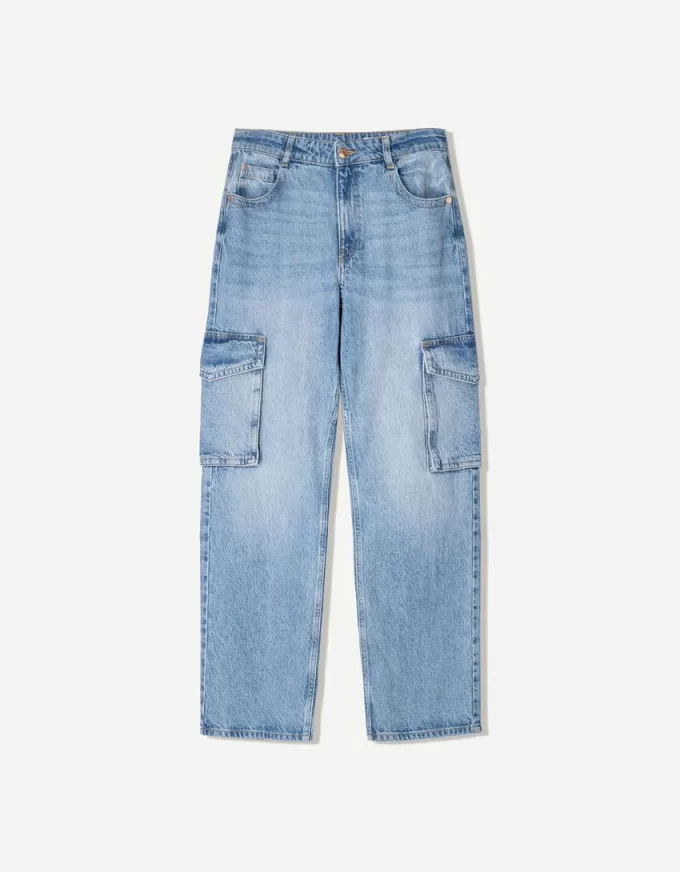 Jeans cargo a gamba dritta