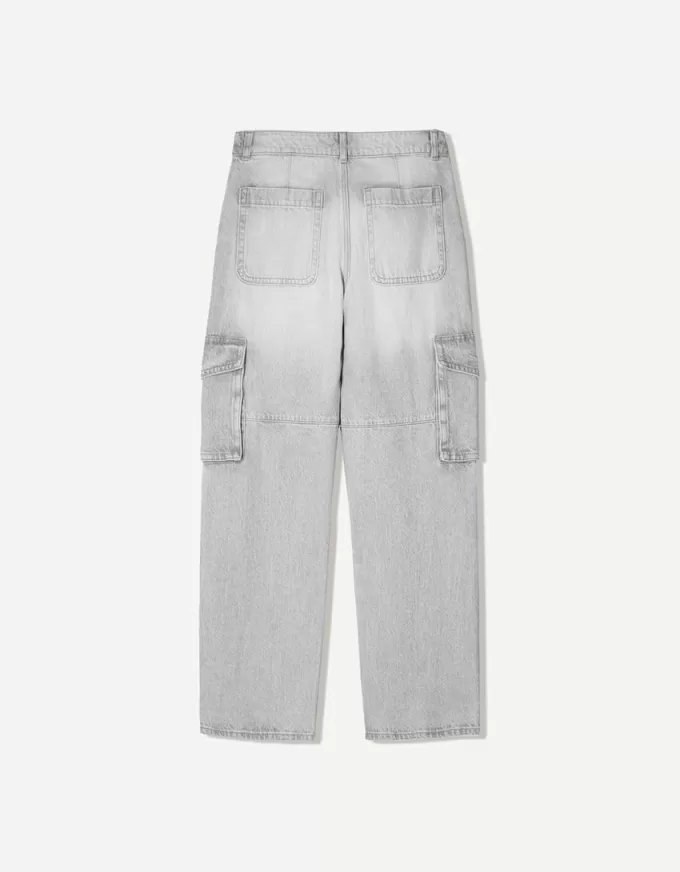 Jeans cargo a gamba dritta